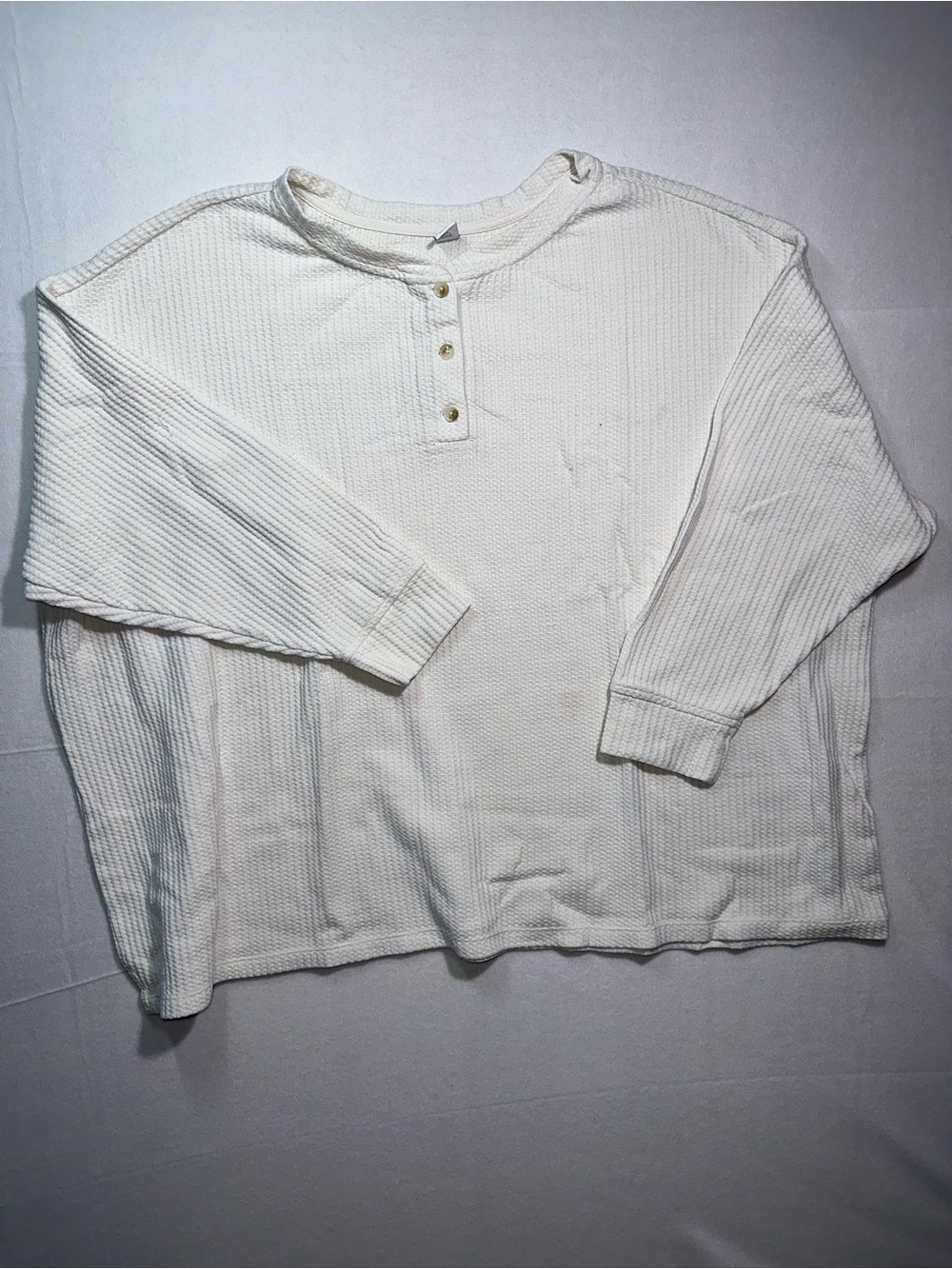 Old Navy Men’s 3X Cream Waffle Knit Henley Long Sleeve Shirt